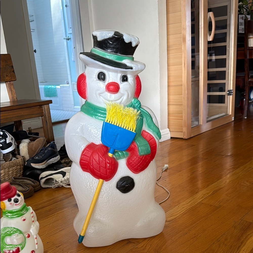 Vintage frosty the Snowman Holiday Decoration with broom